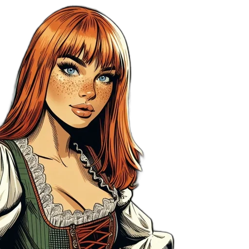 comic book art, fantasy art, concept art, cartoon, earth tones, illustrated, woman, bright transparent PNG cut-out