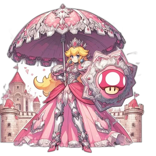 umbrella, dress, weapon, staff, concept art, fantasy art, pixel art, watercolor transparent PNG cut-out
