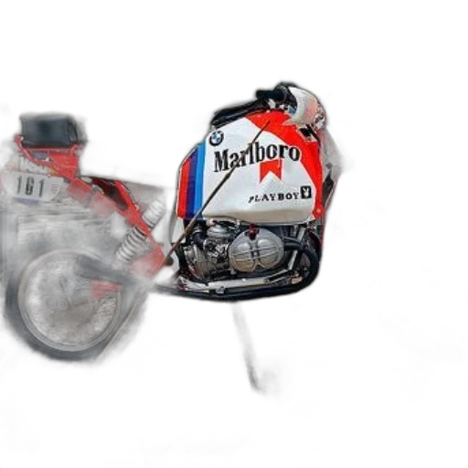 weapon, photorealistic, 3d render, concept art, comic book art, vintage, bmw, motorcycle transparent PNG cut-out