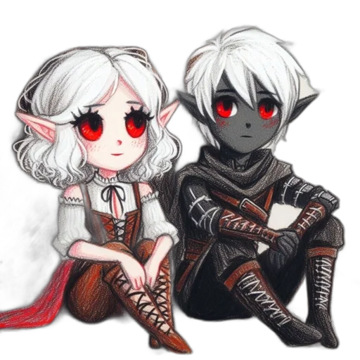 fantasy art, concept art, pixel art, watercolor, red, dark, monochrome, two transparent PNG cut-out