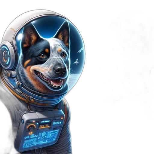 robot, animal, concept art, fantasy art, photorealistic, comic book art, outer space, blue transparent PNG cut-out