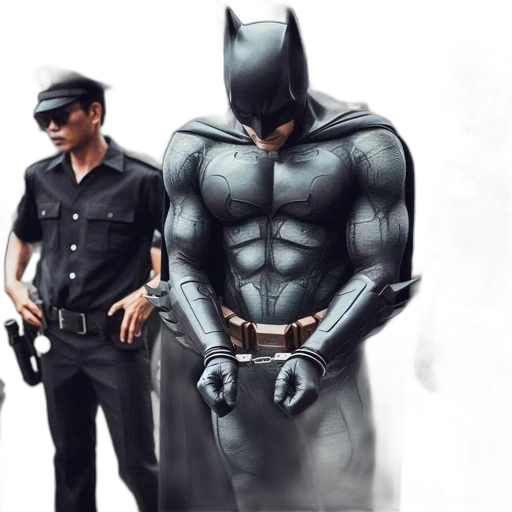 comic book art, concept art, pixel art, photorealistic, bustling, urban, setting, batman transparent PNG cut-out
