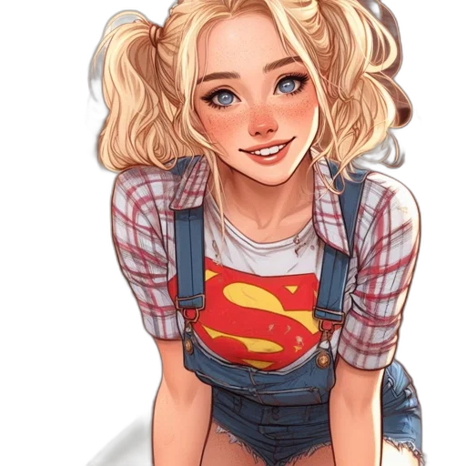 face, comic book art, cartoon, watercolor, anime, young, blond, woman transparent PNG cut-out