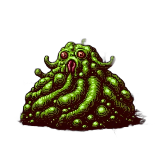creature, animal, staff, crown, pixel art, concept art, fantasy art, green transparent PNG cut-out