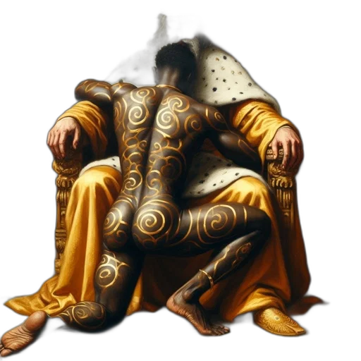 crown, jacket, furniture, mask, concept art, fantasy art, photorealistic, 3d render transparent PNG cut-out