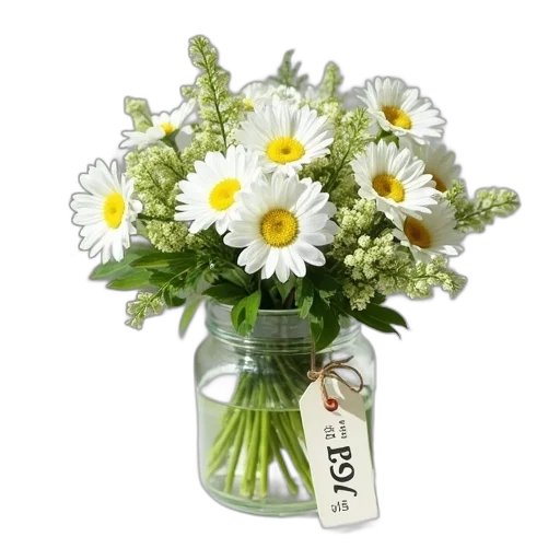flower, photorealistic, 3d render, bouquet, white, green, flowers, arranged transparent PNG cut-out