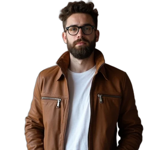jacket, staff, face, hair, photorealistic, 3d render, concept art, earth tones transparent PNG cut-out