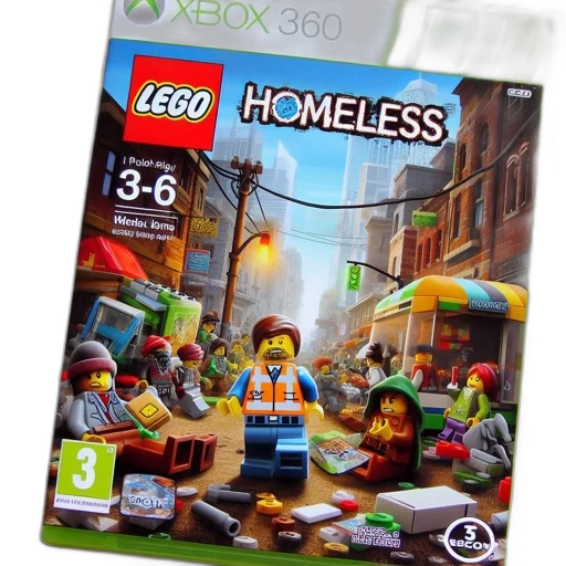 concept art, 3d render, lego, homeless, video, game, xbox, 360 transparent PNG cut-out