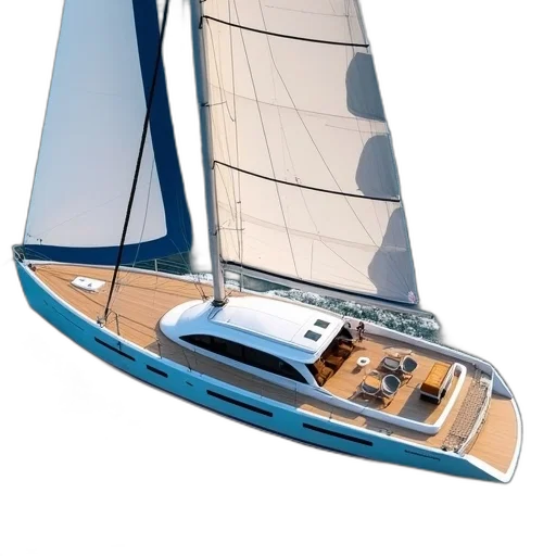 3d render, photorealistic, concept art, blue, modern, sailboat, sleek, design transparent PNG cut-out