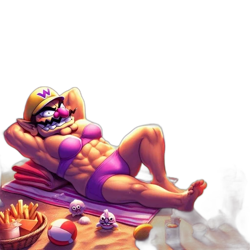 food, vaporwave, concept art, pixel art, 3d render, beach, fire, vivid transparent PNG cut-out