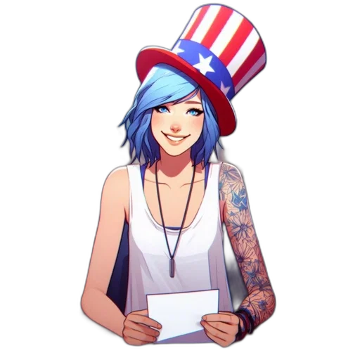 hat, cartoon, concept art, pixel art, anime, young, woman, blue transparent PNG cut-out