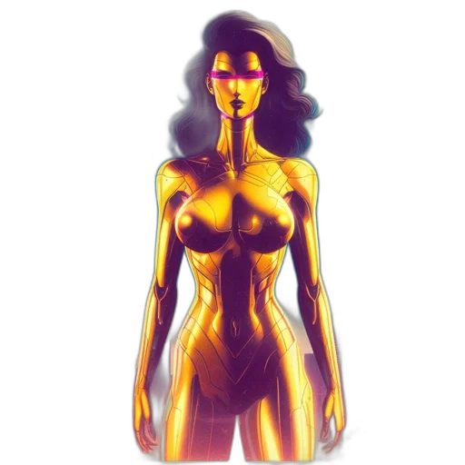 jewelry, dress, comic book art, concept art, fantasy art, 3d render, golden, futuristic transparent PNG cut-out