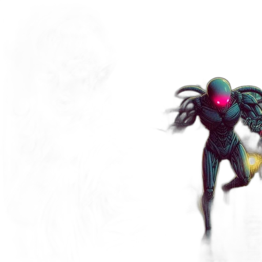 robot, creature, weapon, mask, concept art, 3d render, fantasy art, pixel art transparent PNG cut-out