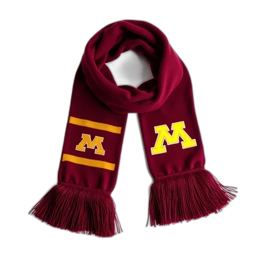 maroon, scarf, tassel, university, minnesota, logo, displayed, against transparent PNG cut-out