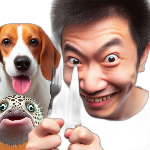 animal, photorealistic, 3d render, concept art, cartoon, man, smiling, holds transparent PNG cut-out