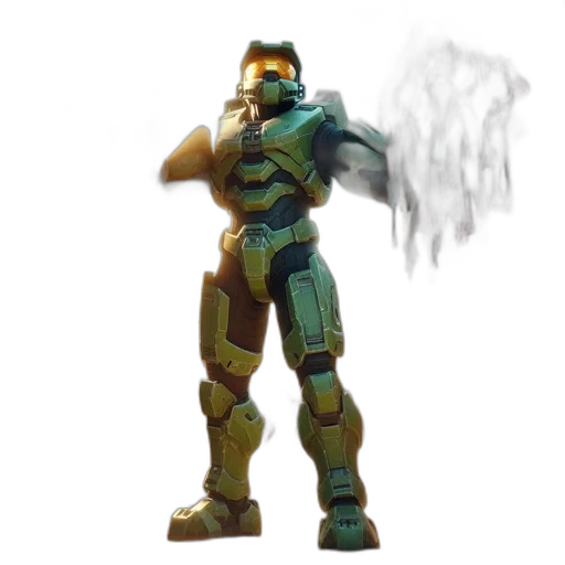 robot, weapon, creature, mask, concept art, 3d render, pixel art, vaporwave transparent PNG cut-out