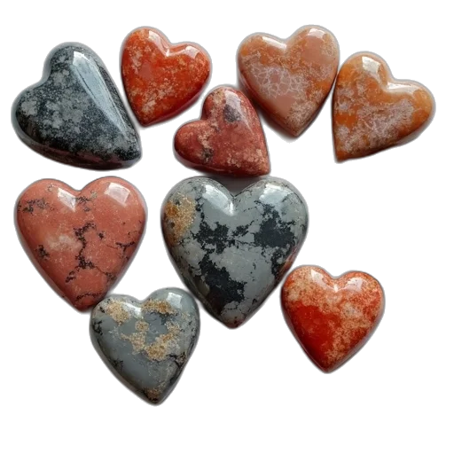 jewelry, heart, shaped, natural, stone, pendants, different, colors transparent PNG cut-out