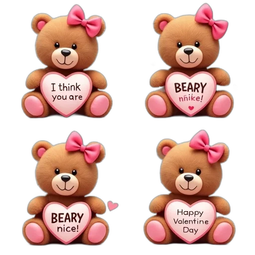 3d render, collection, four, valentine, day-themed, images, featuring, brown transparent PNG cut-out