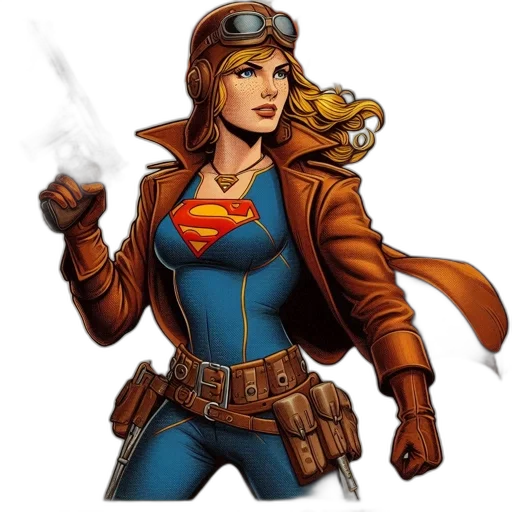 jacket, comic book art, concept art, cartoon, fantasy art, vintage-style, illustration, depicts transparent PNG cut-out