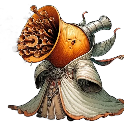 staff, weapon, sword, hat, concept art, fantasy art, 3d render, fantastical transparent PNG cut-out