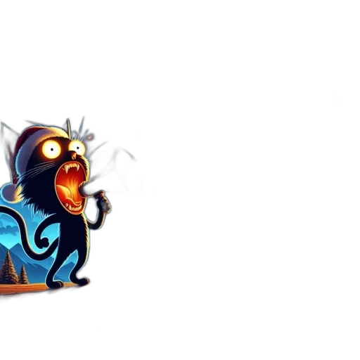 concept art, pixel art, fantasy art, 3d render, fire, dusk, feline, figure transparent PNG cut-out