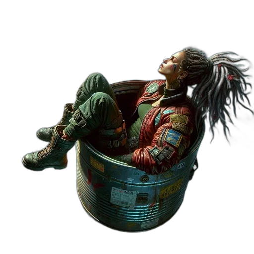 hair, jacket, creature, concept art, photorealistic, cyberpunk, 3d render, underwater transparent PNG cut-out