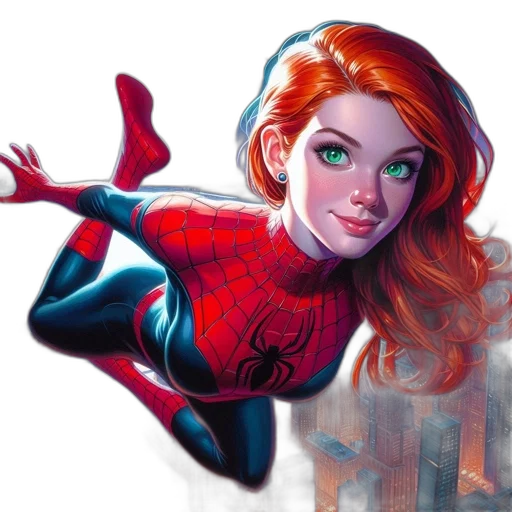 comic book art, concept art, fantasy art, cartoon, woman, portrays, superhero-like, figure transparent PNG cut-out