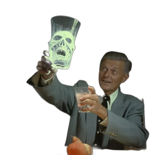 bottle, mask, staff, umbrella, vaporwave, concept art, photorealistic, 3d render transparent PNG cut-out