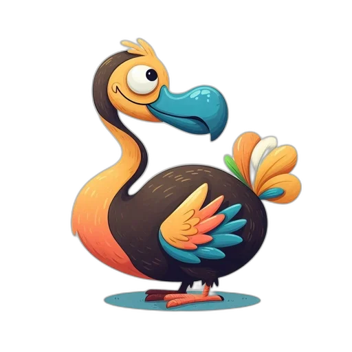 animal, concept art, 3d render, cartoon, illustrated, bird-creature, large, blue transparent PNG cut-out