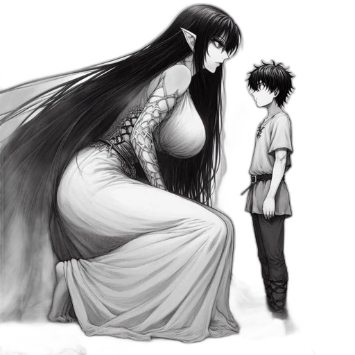 dress, dragon, concept art, fantasy art, anime, comic book art, two, characters transparent PNG cut-out