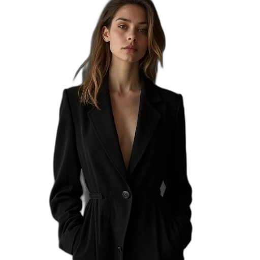 jacket, dress, staff, jewelry, concept art, dark, sandrine, black transparent PNG cut-out