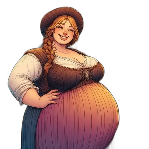 dress, hat, concept art, fantasy art, pixel art, watercolor, plump, woman transparent PNG cut-out