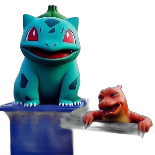 dragon, 3d render, concept art, fire, two, pokémon-like, creatures, interact transparent PNG cut-out
