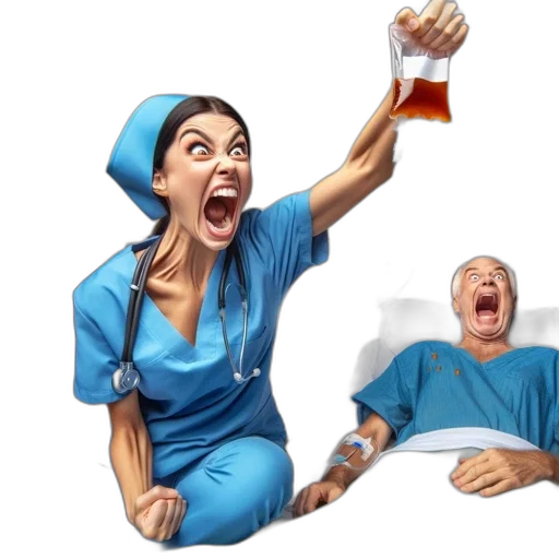 staff, humorous, scene, female, nurse, posing, playful, expression transparent PNG cut-out