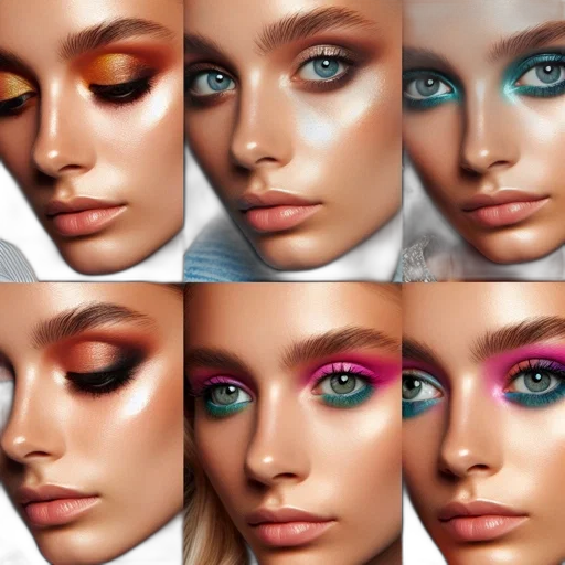 photorealistic, colorful, neon, pastel, earth tones, array, makeup, looks transparent PNG cut-out