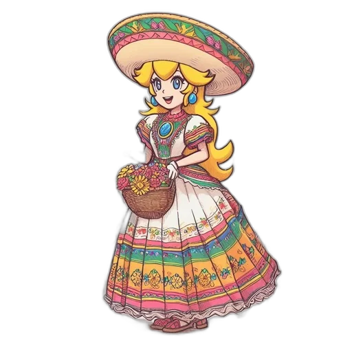 dress, hat, staff, concept art, pixel art, watercolor, fantasy art, colorful transparent PNG cut-out