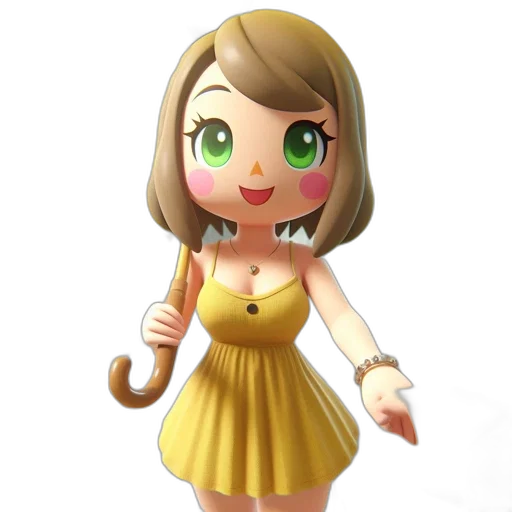 dress, staff, face, animal, 3d render, concept art, cartoon, fantasy art transparent PNG cut-out
