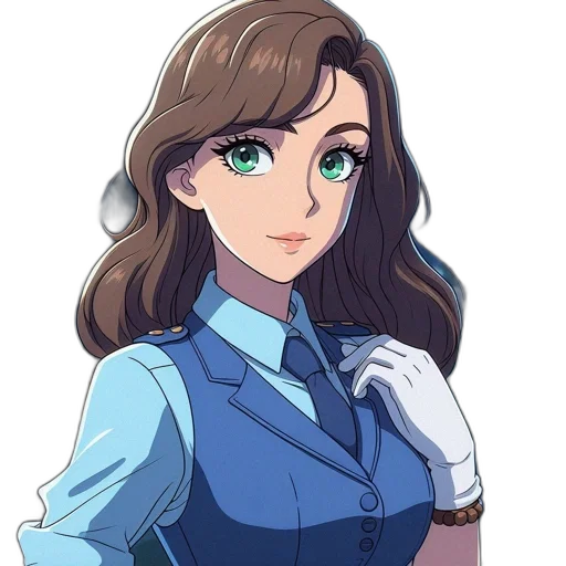 staff, face, dress, jacket, anime, cartoon, pixel art, concept art transparent PNG cut-out