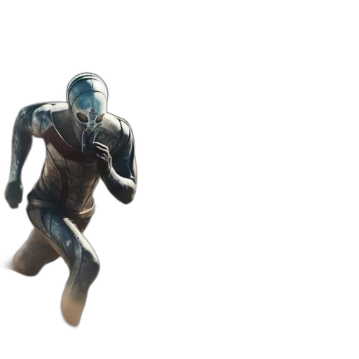robot, creature, mask, 3d render, concept art, comic book art, photorealistic, blue transparent PNG cut-out