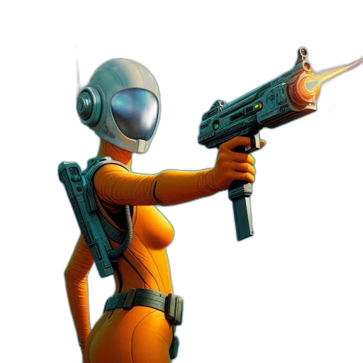 weapon, robot, staff, jacket, concept art, 3d render, pixel art, fantasy art transparent PNG cut-out