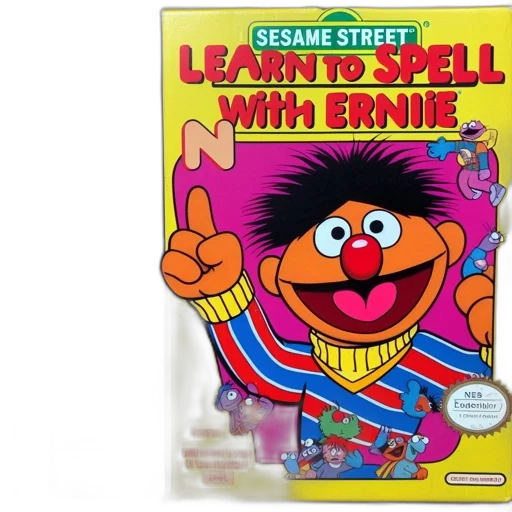 nes, video, game, cartridge, labeled, sesame, street, learn transparent PNG cut-out