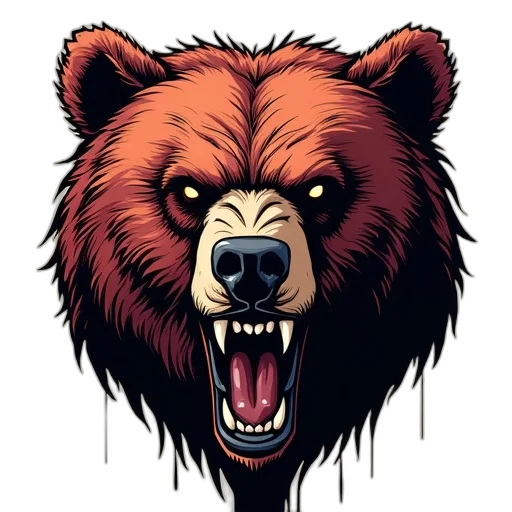 animal, face, pixel art, concept art, cartoon, photorealistic, angry, bear transparent PNG cut-out