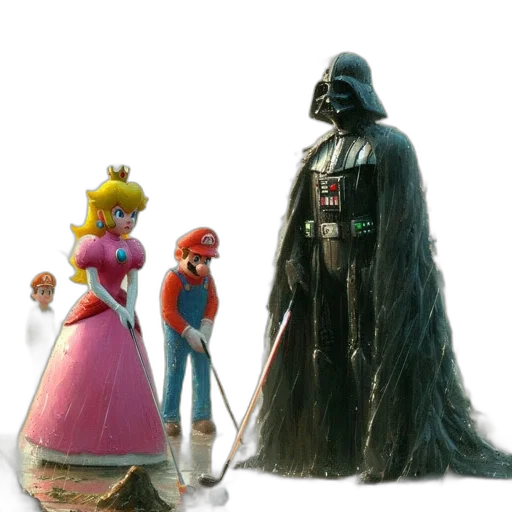 crown, concept art, 3d render, rainy, scene, mario, princess, peach transparent PNG cut-out