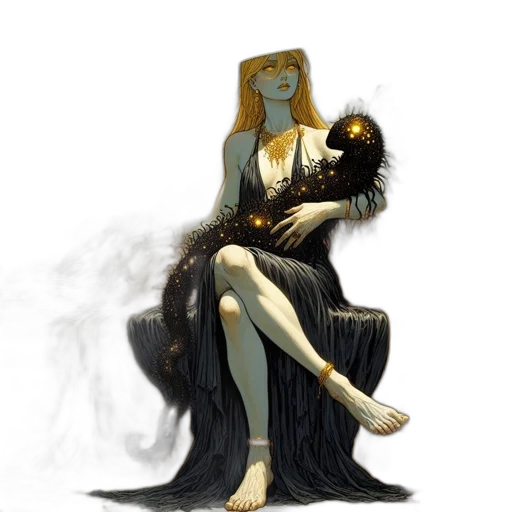 dress, jewelry, mask, staff, fantasy art, concept art, pixel art, comic book art transparent PNG cut-out