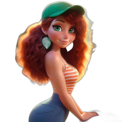 dress, hat, cartoon, concept art, fantasy art, 3d render, green, animated transparent PNG cut-out