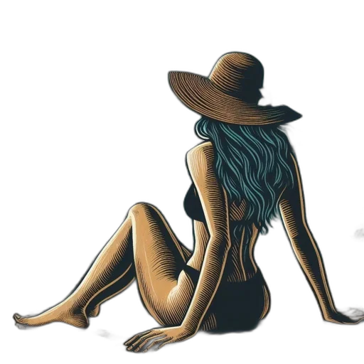hat, dress, hair, creature, watercolor, concept art, fantasy art, comic book art transparent PNG cut-out