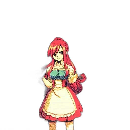 dress, staff, weapon, pixel art, anime, cartoon, concept art, red transparent PNG cut-out