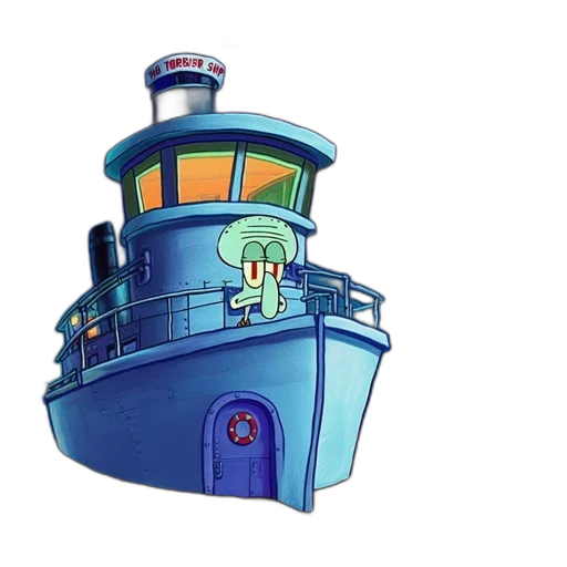 concept art, 3d render, pixel art, cartoon, docked, ship, named, bikini transparent PNG cut-out