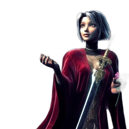 staff, sword, dress, fantasy art, concept art, 3d render, photorealistic, red transparent PNG cut-out