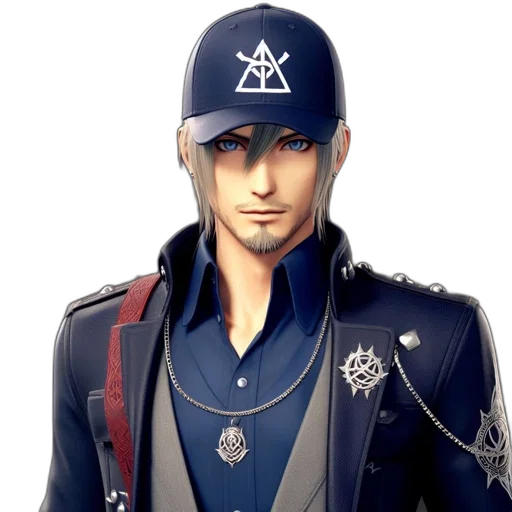 jacket, hat, staff, concept art, 3d render, photorealistic, cartoon, digitally transparent PNG cut-out
